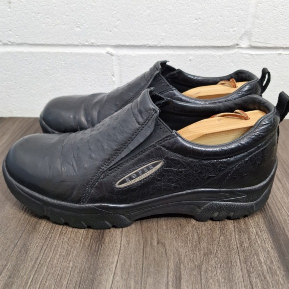 Roper Black Ostrich Skin Slip On Casual Performance Shoes Men's Size 12 Western - Picture 6 of 9
